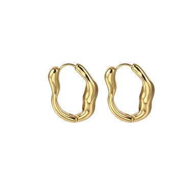 MESS77 STAINLESS STEEL ORGANIC SHAPE HOOP EARRING