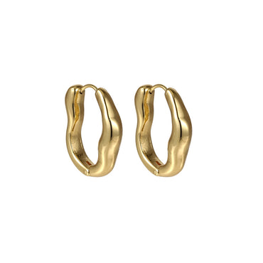 MESS77 STAINLESS STEEL ORGANIC SHAPE HOOP EARRING