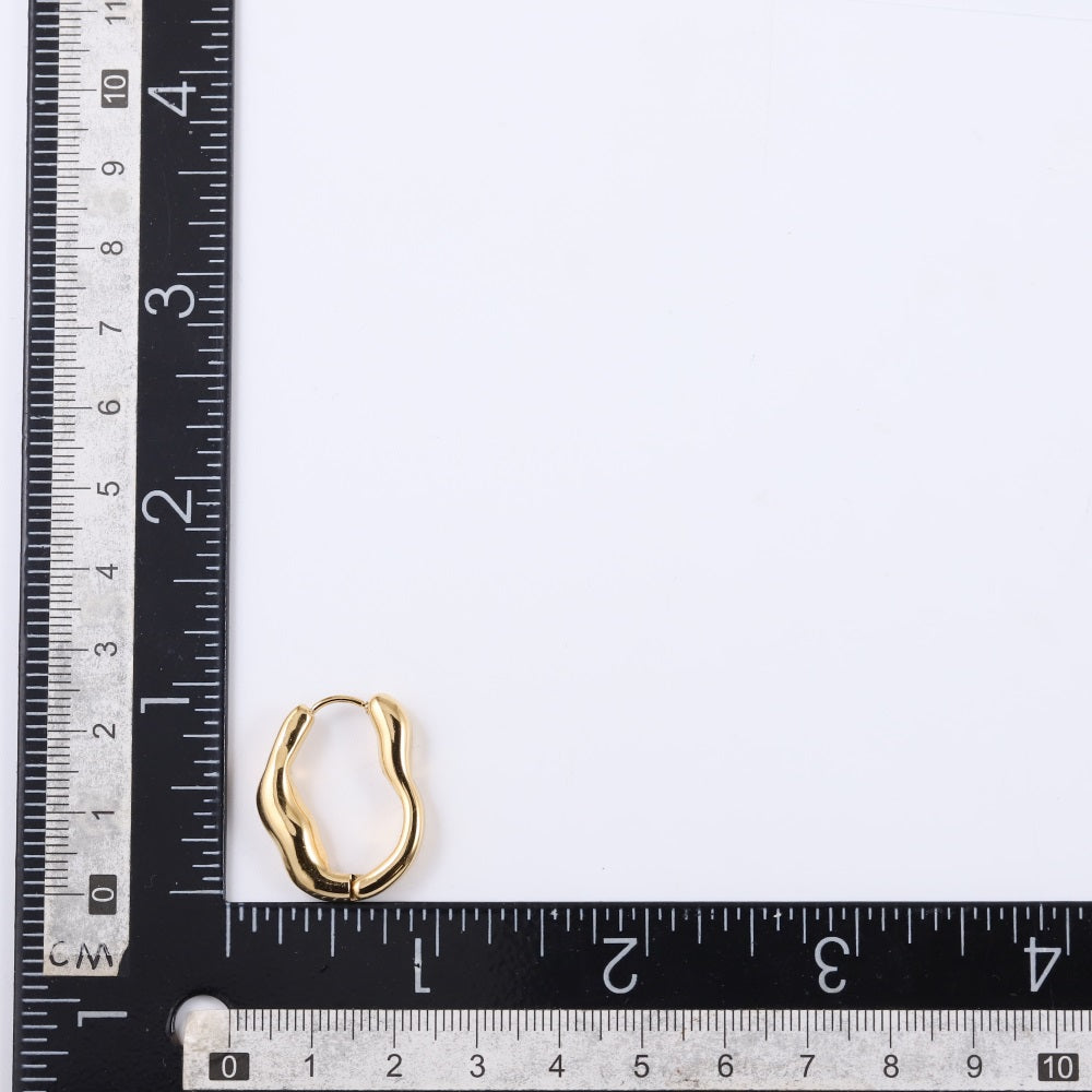 MESS77 STAINLESS STEEL ORGANIC SHAPE HOOP EARRING