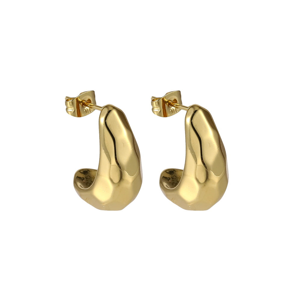 MESS78 STAINLESS STEEL TEARDROP EARRING WITH FACTED