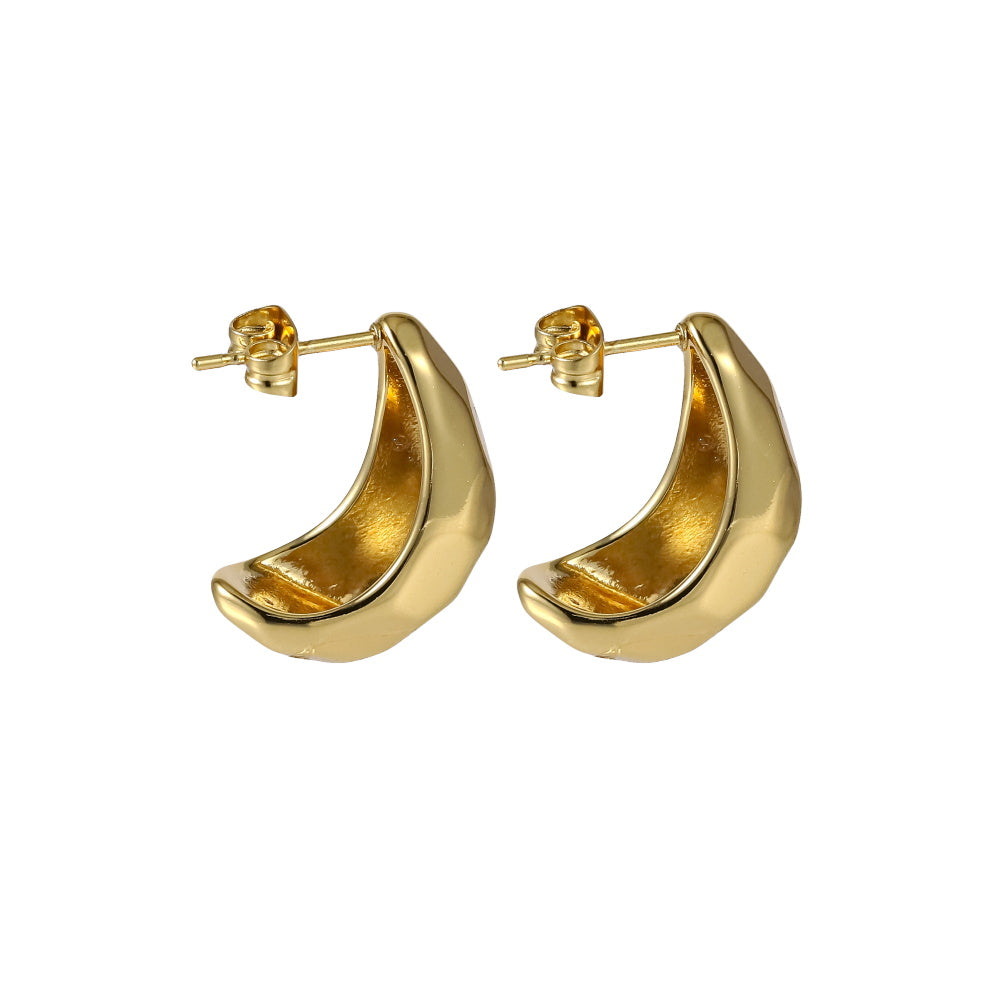 MESS78 STAINLESS STEEL TEARDROP EARRING WITH FACTED