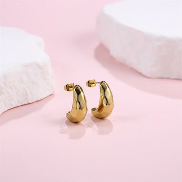 MESS78 STAINLESS STEEL TEARDROP EARRING WITH FACTED
