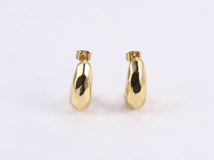 MESS78 STAINLESS STEEL TEARDROP EARRING WITH FACTED