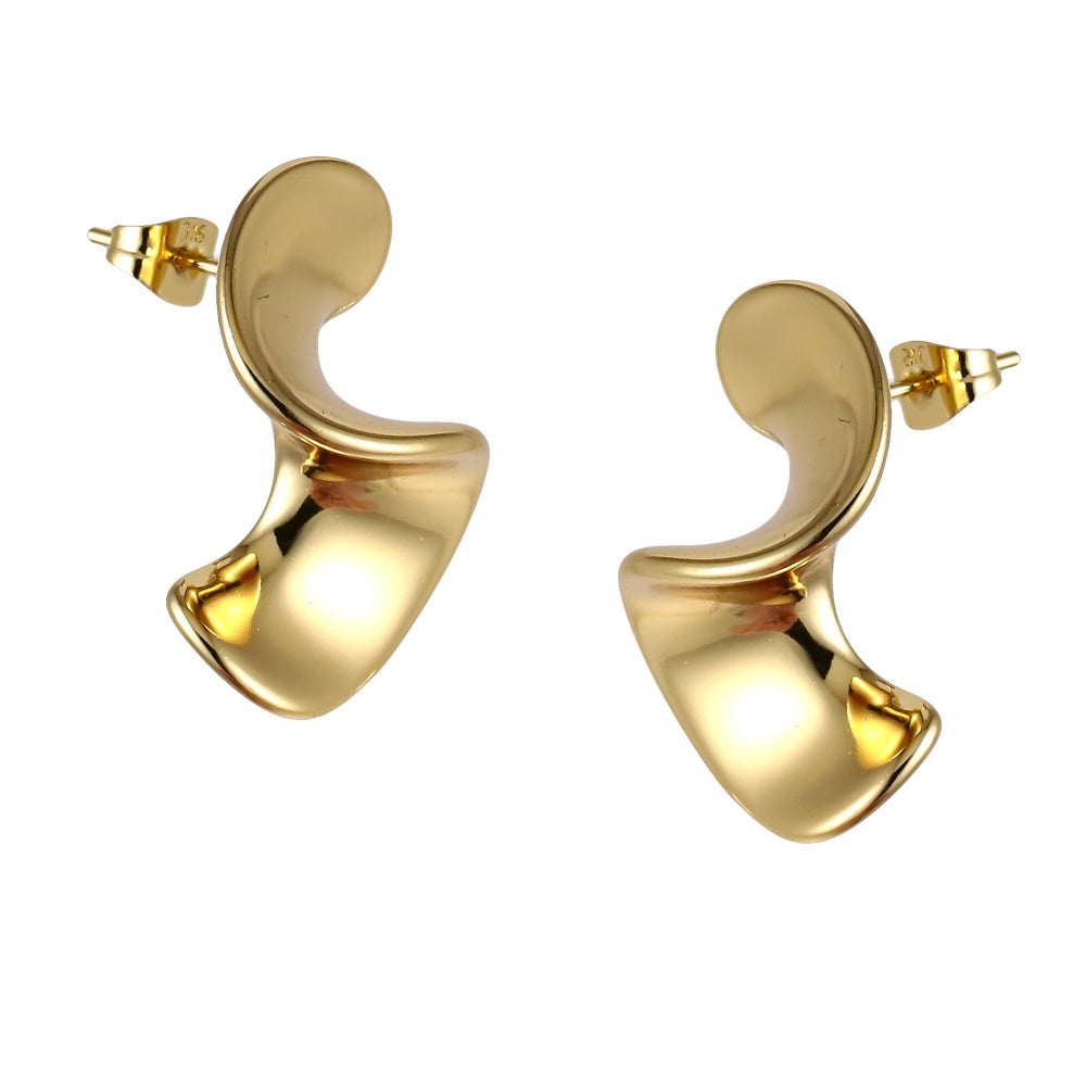 MESS81 STAINLESS STEEL TWISTED S-SHAPED EARRING