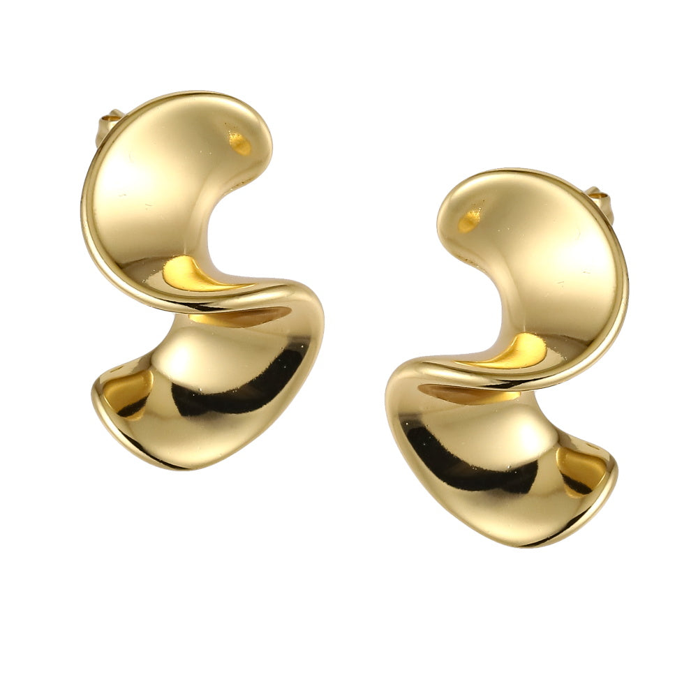 MESS81 STAINLESS STEEL TWISTED S-SHAPED EARRING