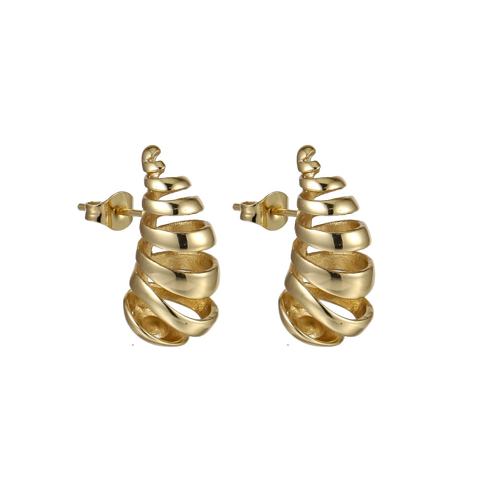 MESS82 STAINLESS STEEL SPIRAL TEARDROP EARRING
