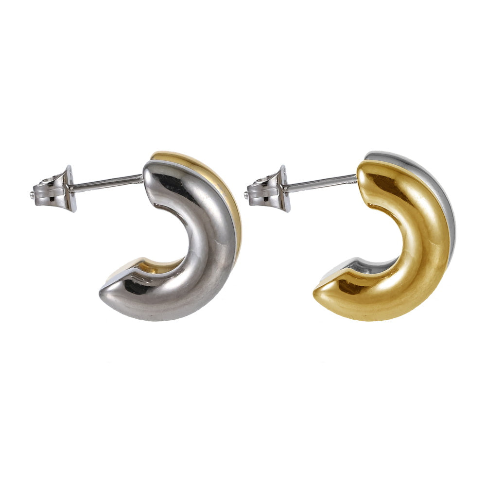 MESS84 STAINLESS STEEL C-SHAPED STUD EARRING