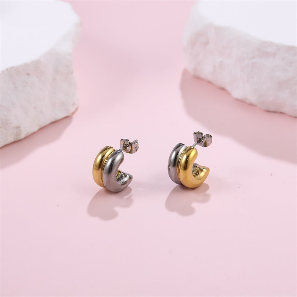 MESS84 STAINLESS STEEL C-SHAPED STUD EARRING