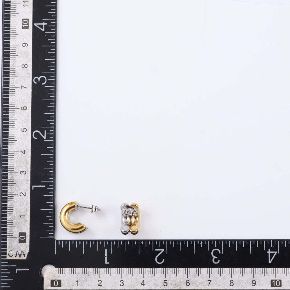 MESS84 STAINLESS STEEL C-SHAPED STUD EARRING