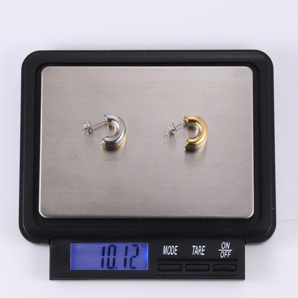 MESS84 STAINLESS STEEL C-SHAPED STUD EARRING