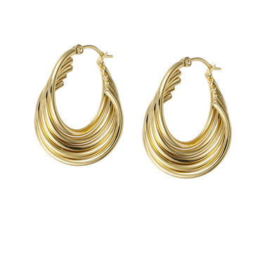 MESS85 STAINLESS STEEL FIVE LINE TWISTED HOOP EARRING
