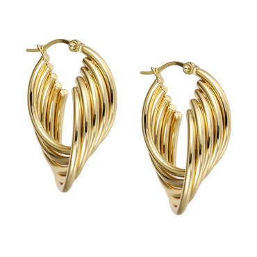 MESS85 STAINLESS STEEL FIVE LINE TWISTED HOOP EARRING