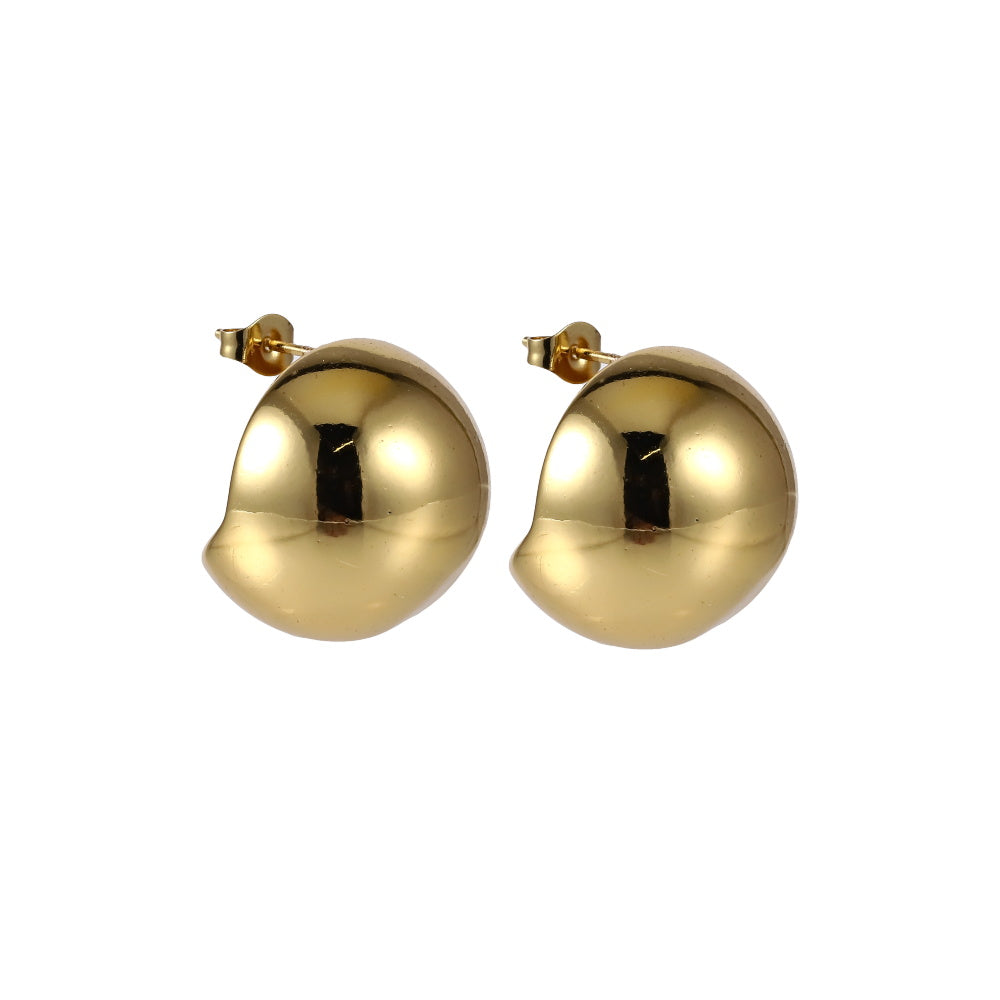MESS91 STAINLESS STEEL HALF ROUND HOLLOW EARRING