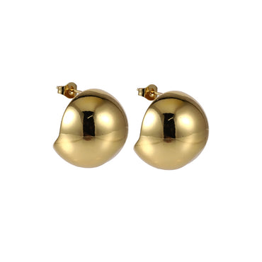 MESS91 STAINLESS STEEL HALF ROUND HOLLOW EARRING