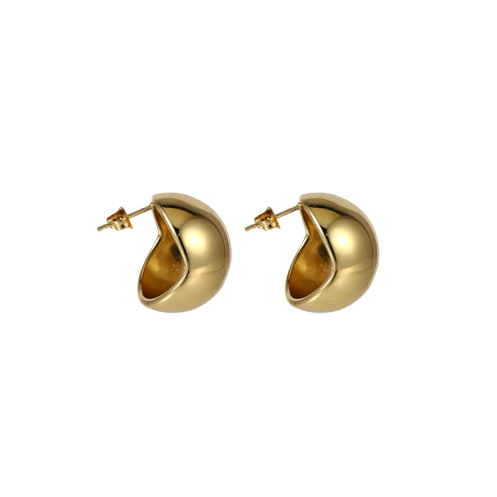 MESS91 STAINLESS STEEL HALF ROUND HOLLOW EARRING