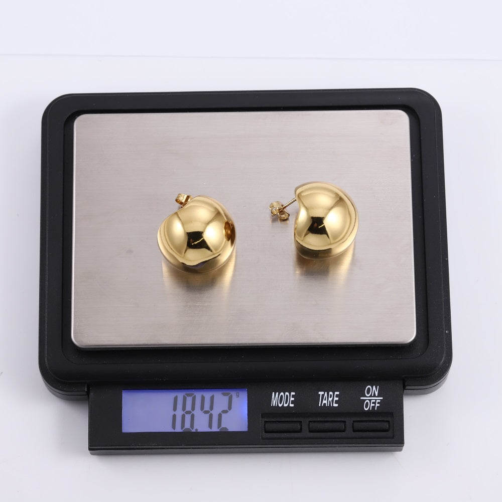 MESS91 STAINLESS STEEL HALF ROUND HOLLOW EARRING