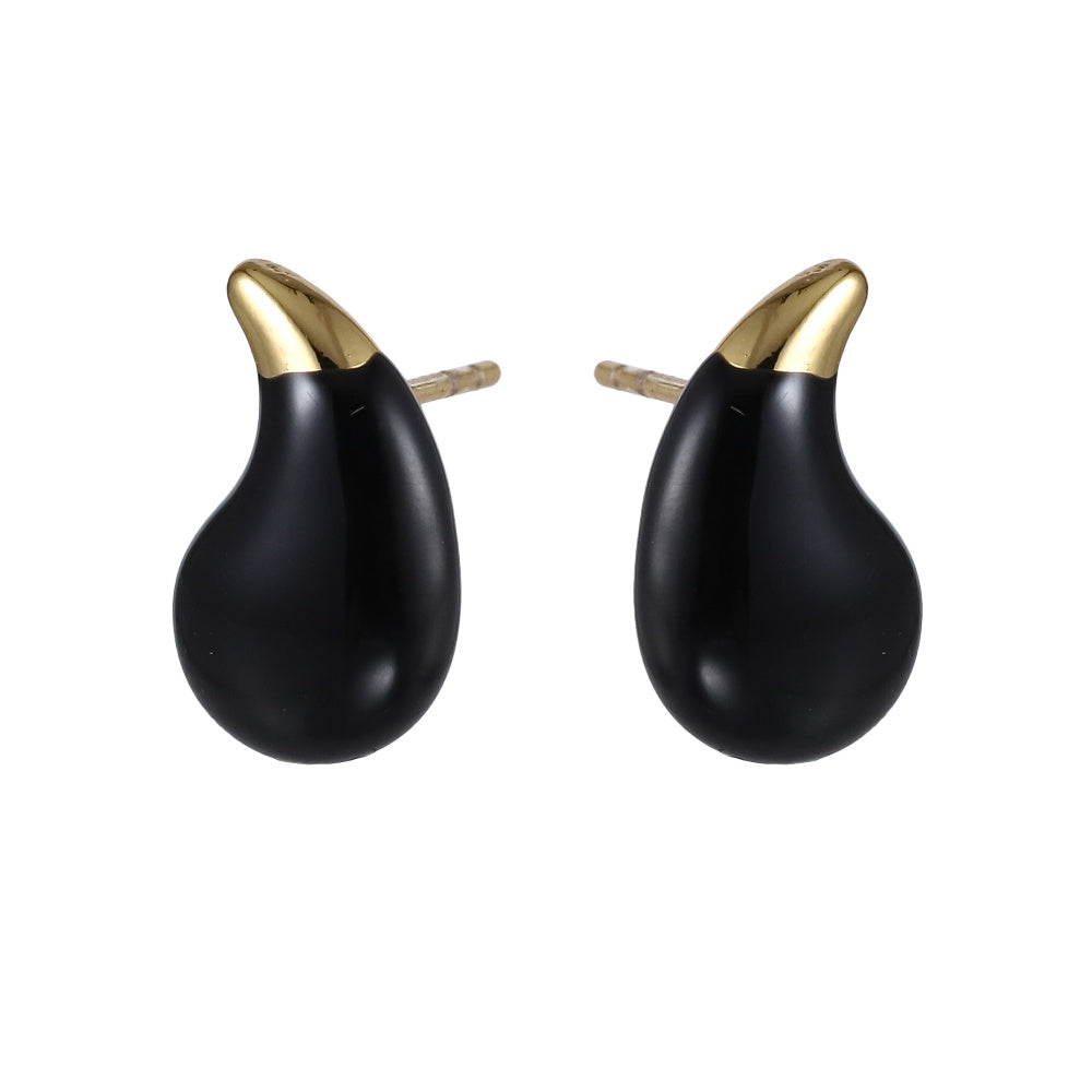 MESS92 STAINLESS STEEL TEARDROP EARRING WITH EPOXY