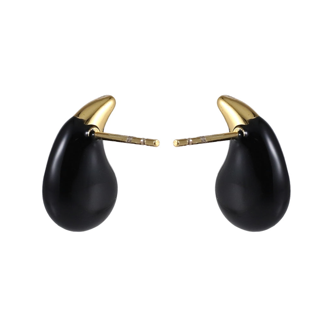 MESS92 STAINLESS STEEL TEARDROP EARRING WITH EPOXY
