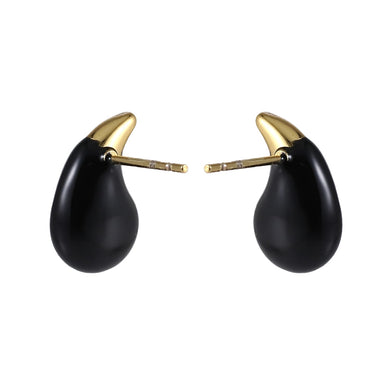 MESS92 STAINLESS STEEL TEARDROP EARRING WITH EPOXY