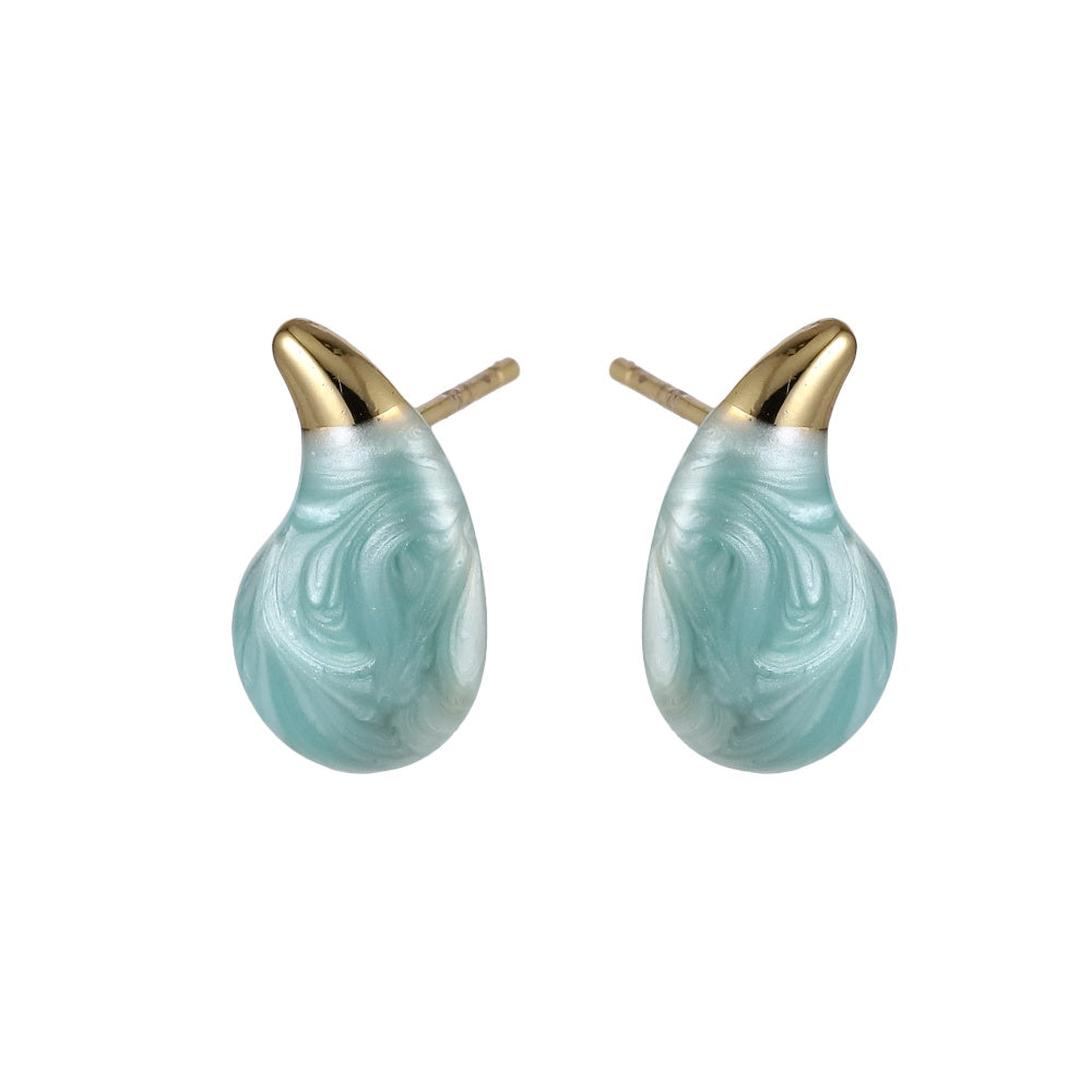 MESS92 STAINLESS STEEL TEARDROP EARRING WITH EPOXY