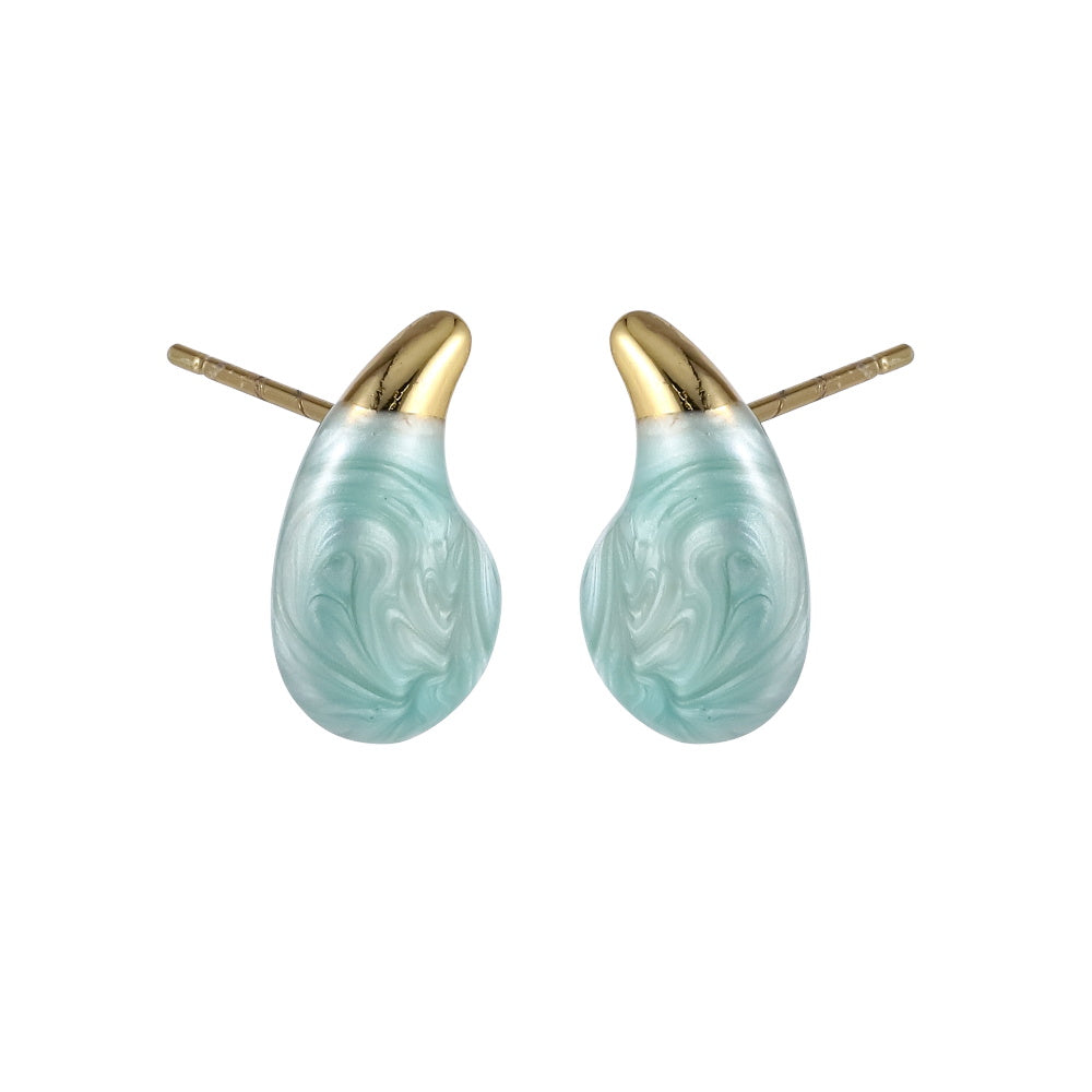 MESS92 STAINLESS STEEL TEARDROP EARRING WITH EPOXY