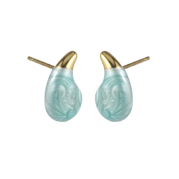 MESS92 STAINLESS STEEL TEARDROP EARRING WITH EPOXY