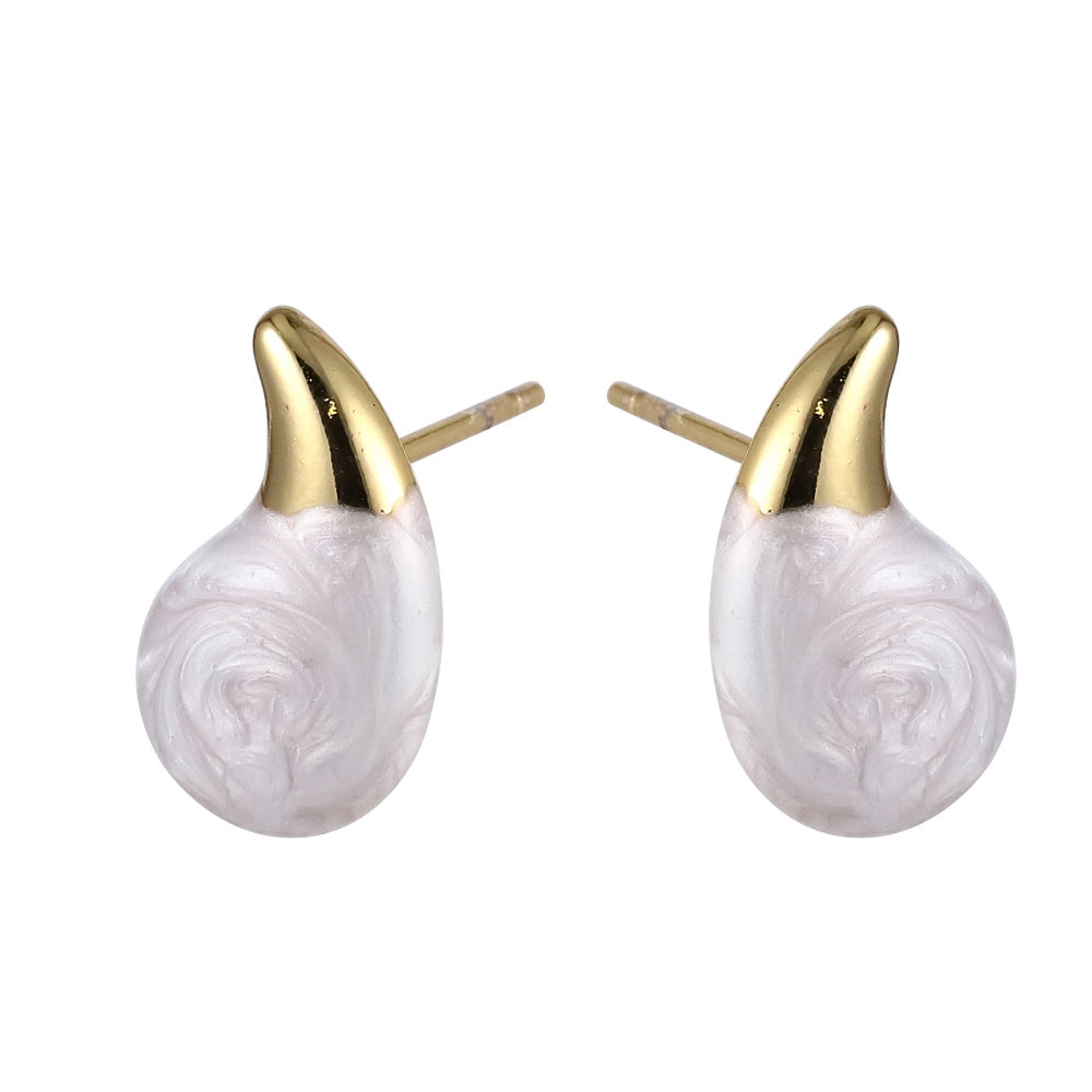 MESS92 STAINLESS STEEL TEARDROP EARRING WITH EPOXY