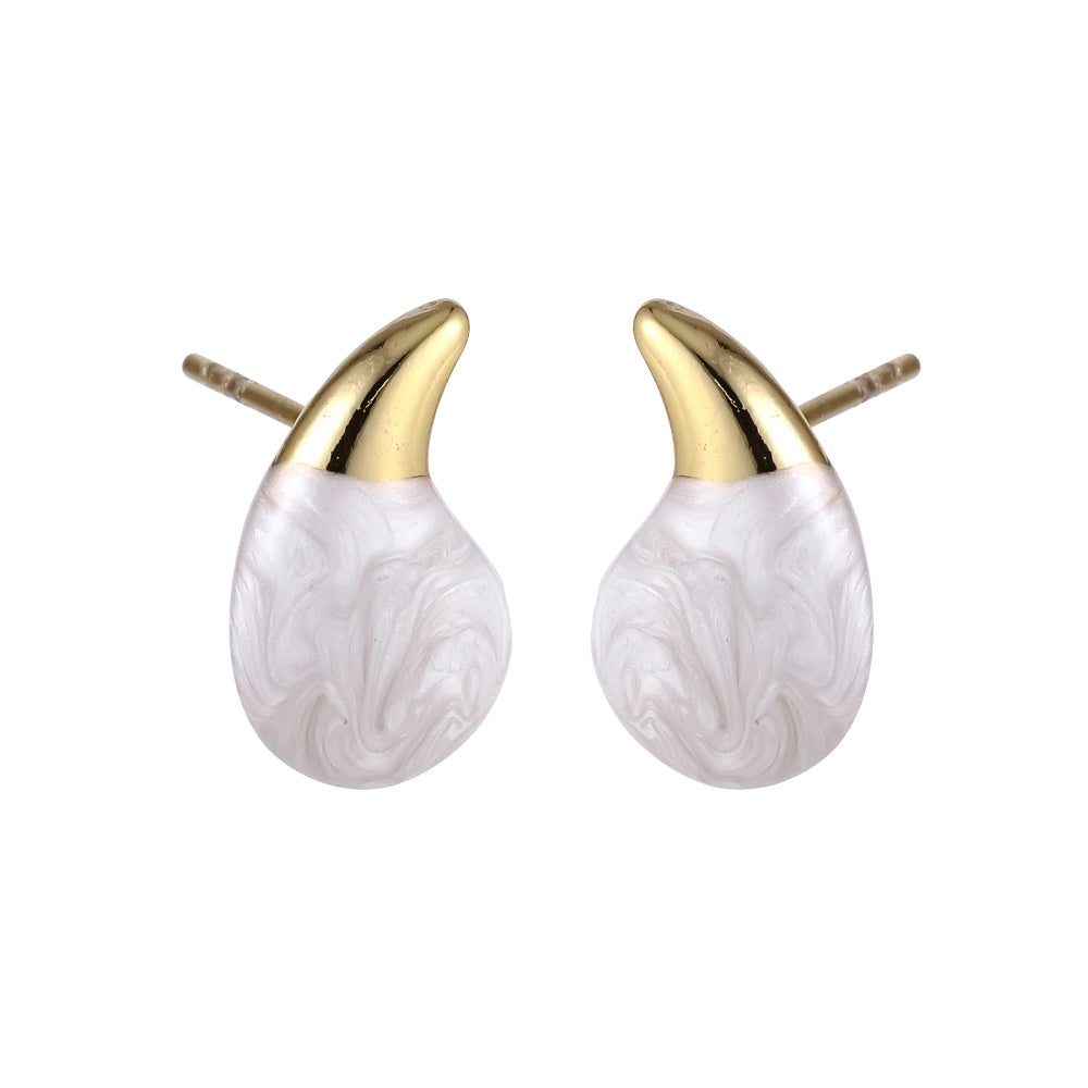 MESS92 STAINLESS STEEL TEARDROP EARRING WITH EPOXY