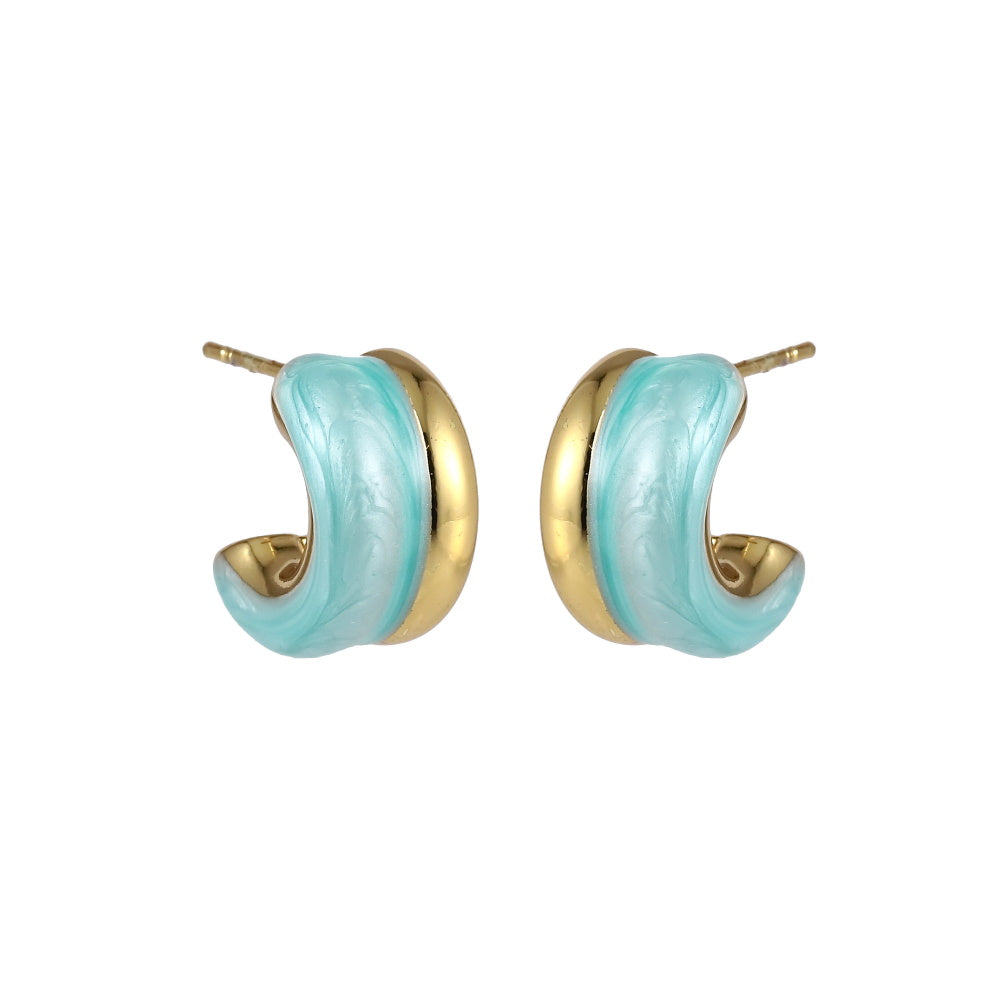 MESS93 STAINLESS STEEL C-SHAPED EARRING WITH EPOXY
