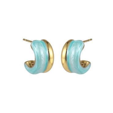 MESS93 STAINLESS STEEL C-SHAPED EARRING WITH EPOXY