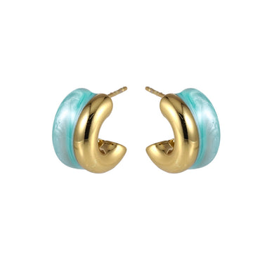 MESS93 STAINLESS STEEL C-SHAPED EARRING WITH EPOXY