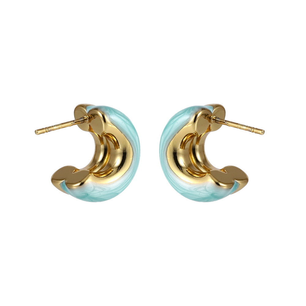 MESS93 STAINLESS STEEL C-SHAPED EARRING WITH EPOXY