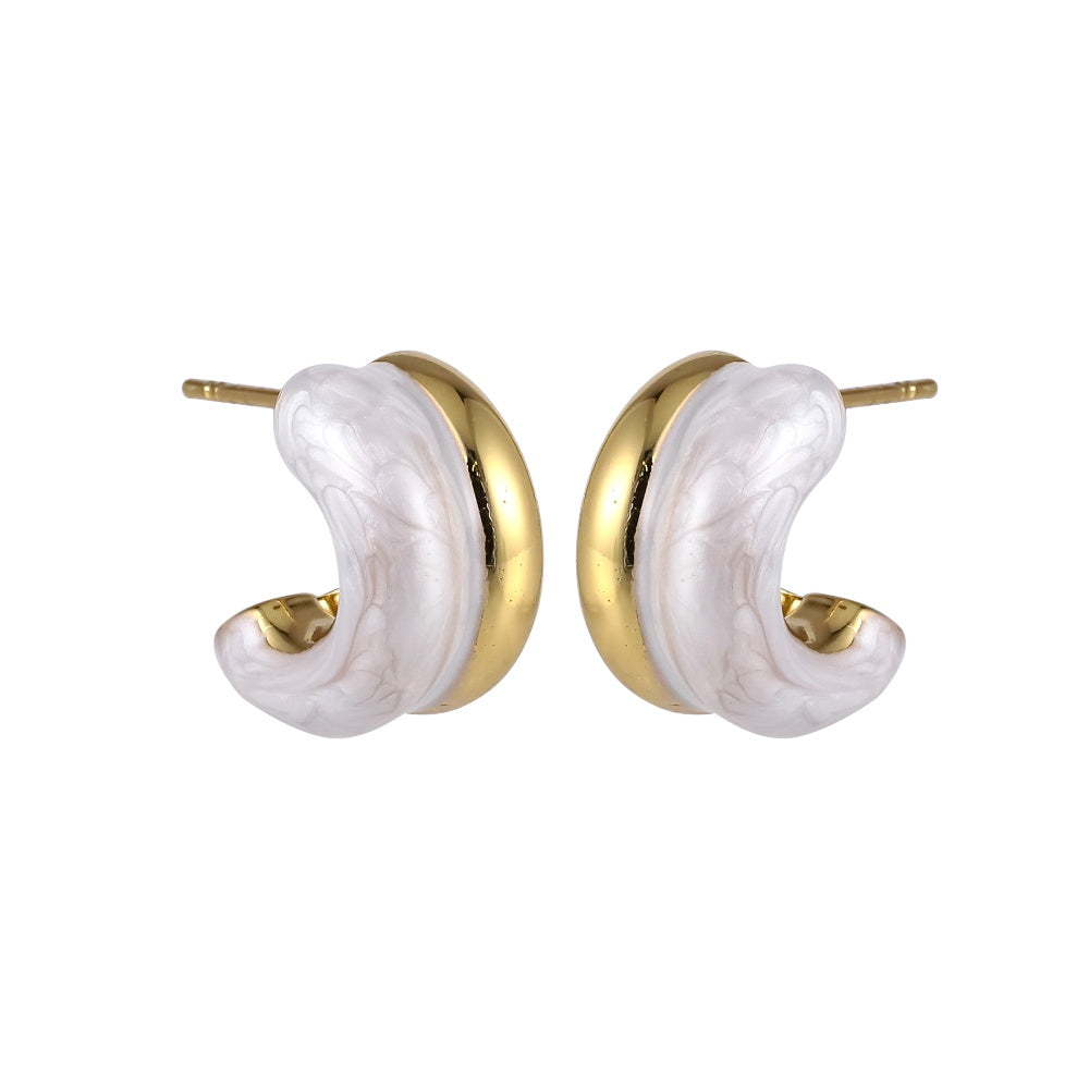 MESS93 STAINLESS STEEL C-SHAPED EARRING WITH EPOXY