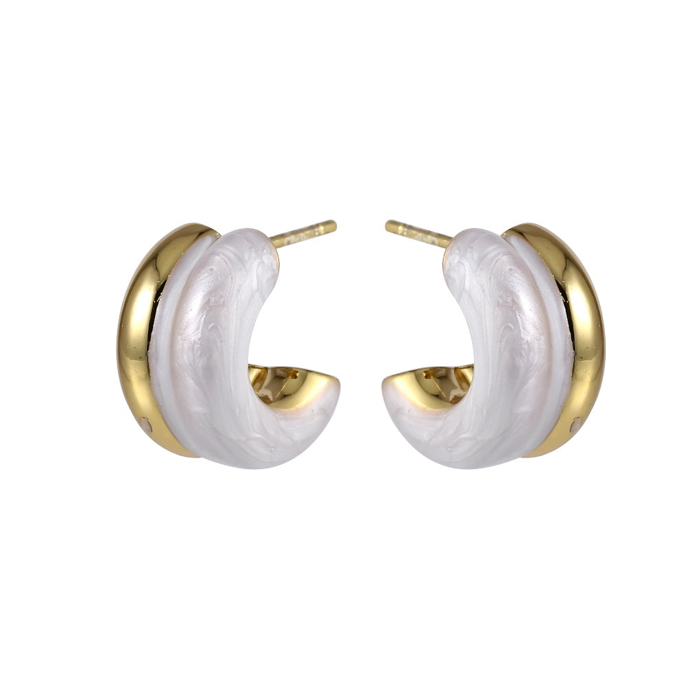 MESS93 STAINLESS STEEL C-SHAPED EARRING WITH EPOXY