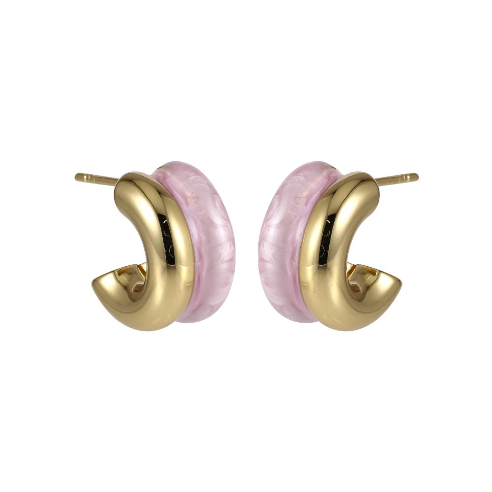 MESS93 STAINLESS STEEL C-SHAPED EARRING WITH EPOXY