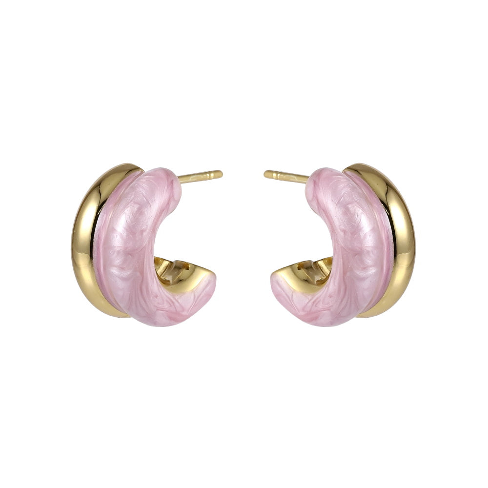 MESS93 STAINLESS STEEL C-SHAPED EARRING WITH EPOXY