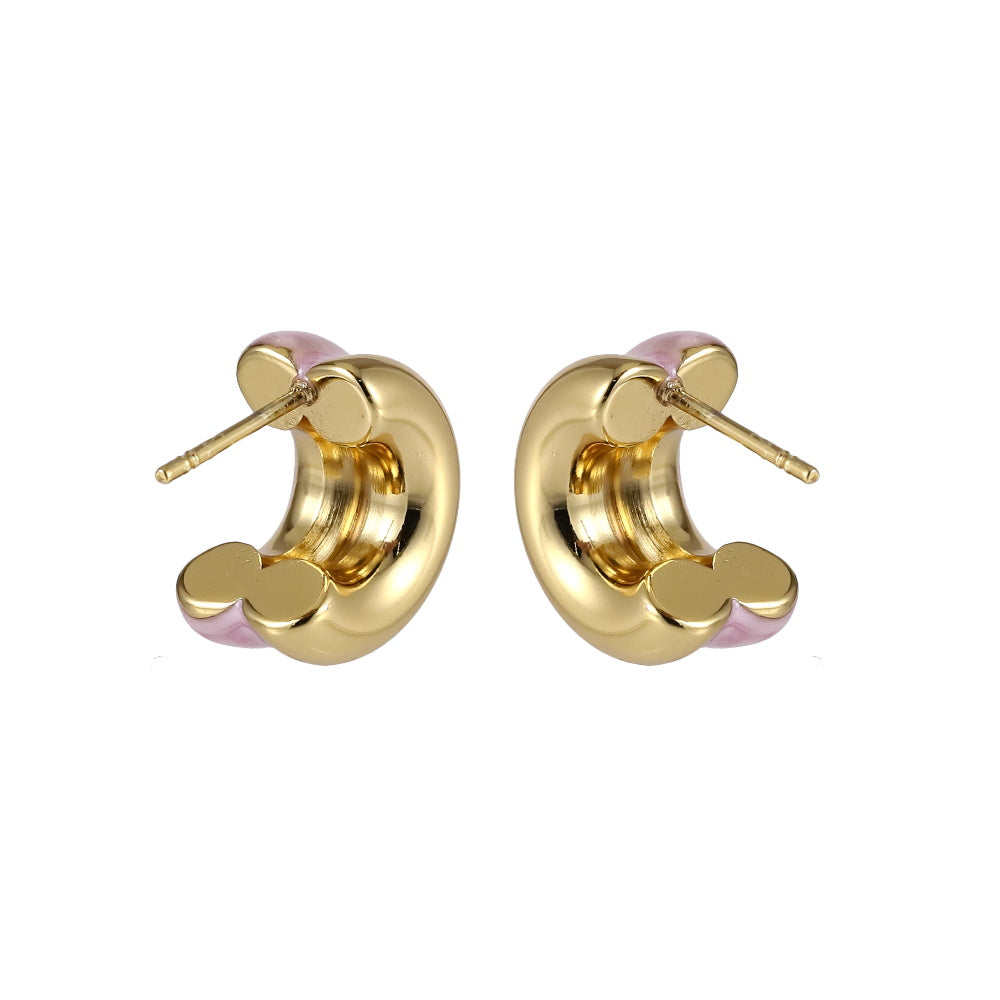 MESS93 STAINLESS STEEL C-SHAPED EARRING WITH EPOXY
