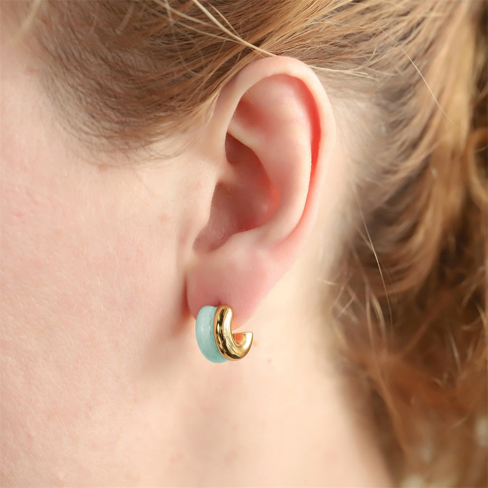 MESS93 STAINLESS STEEL C-SHAPED EARRING WITH EPOXY