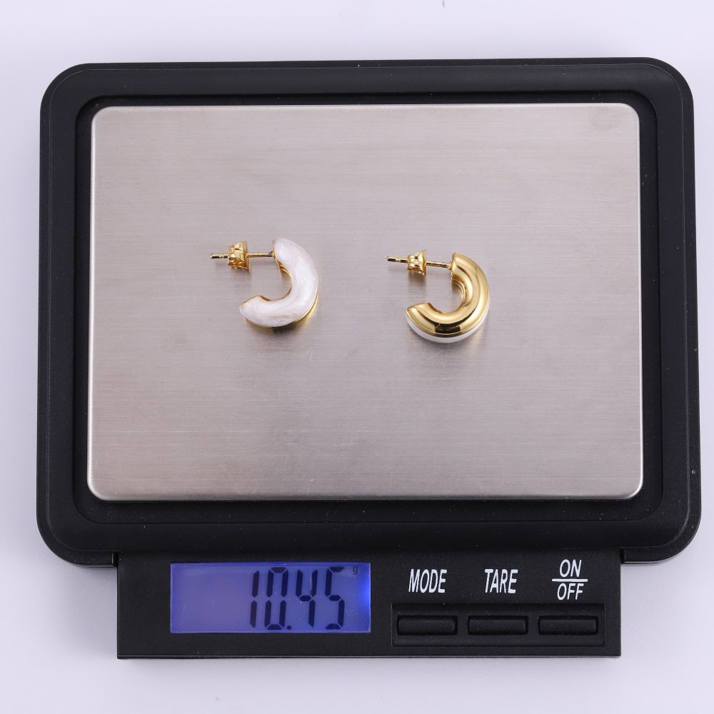 MESS93 STAINLESS STEEL C-SHAPED EARRING WITH EPOXY