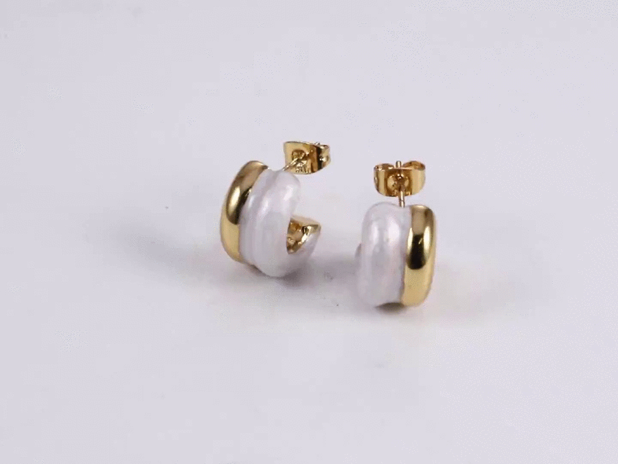 MESS93 STAINLESS STEEL C-SHAPED EARRING WITH EPOXY