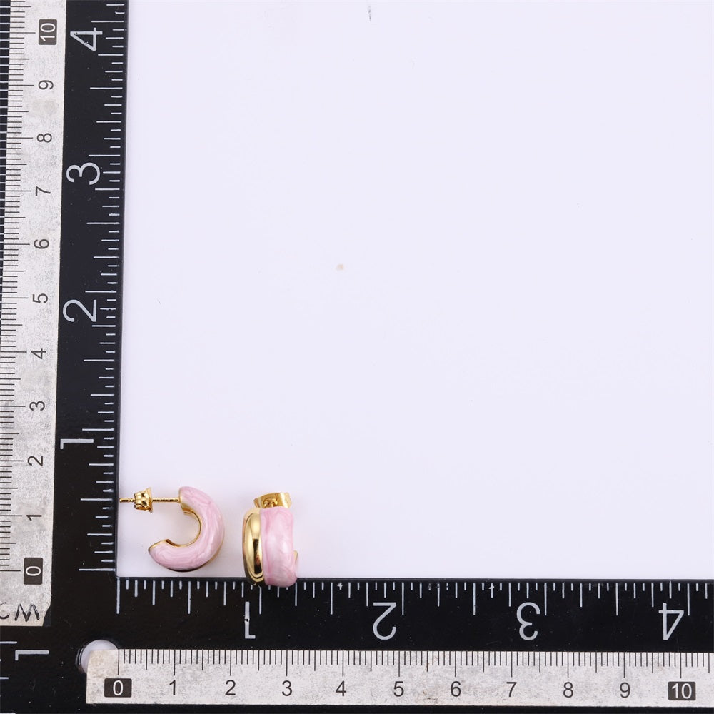 MESS93 STAINLESS STEEL C-SHAPED EARRING WITH EPOXY