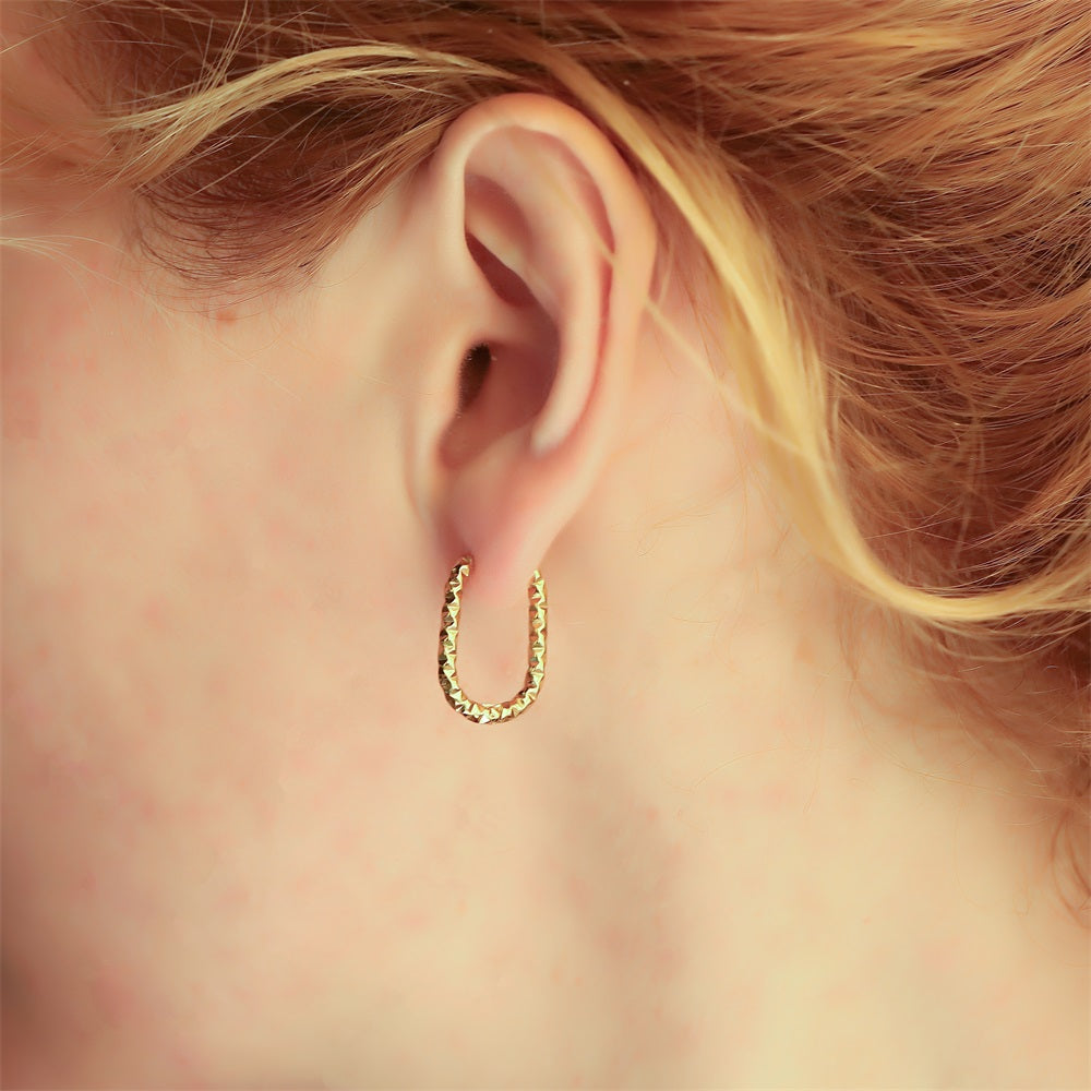 MESS95 STAINLESS STEEL DIA-CUT U SHAPE EARRING