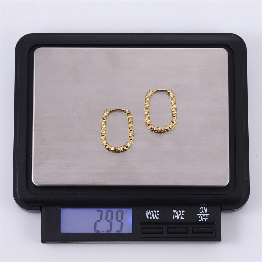 MESS95 STAINLESS STEEL DIA-CUT U SHAPE EARRING