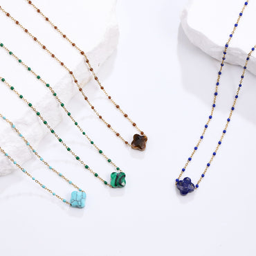 MNSS43 STAINLESS STEEL NECKLACE WITH STONE & EPOXY