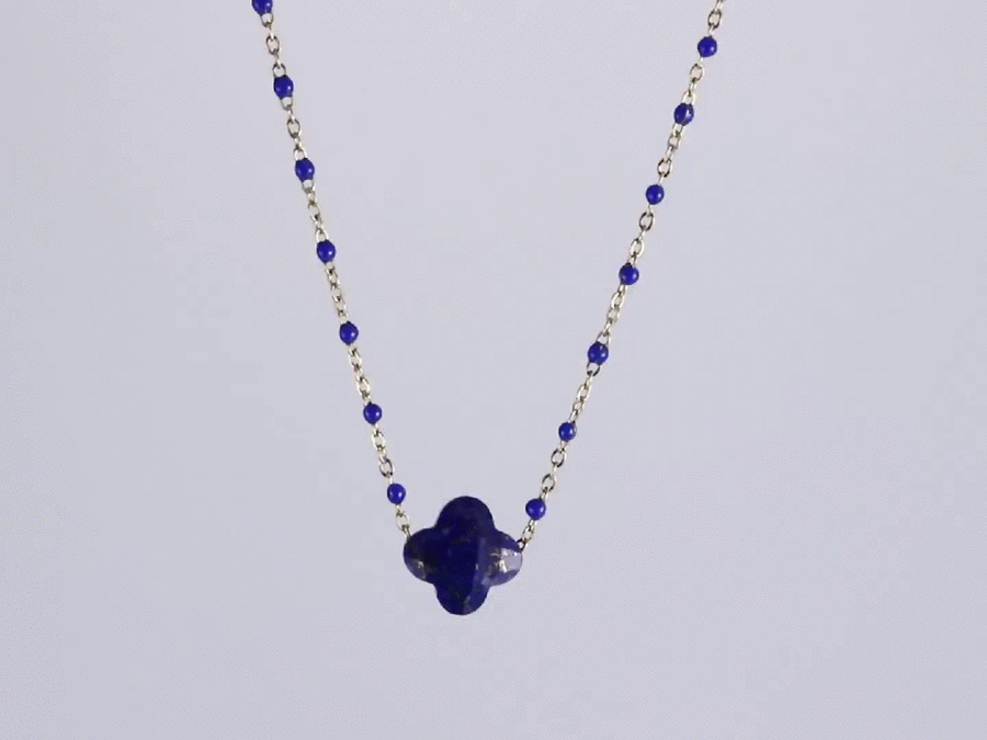 MNSS43 STAINLESS STEEL NECKLACE WITH STONE & EPOXY