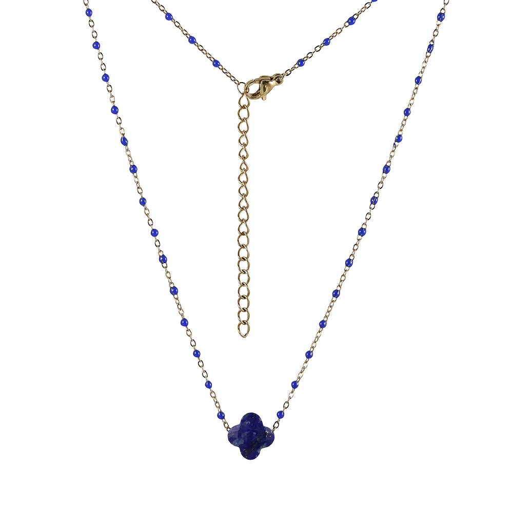 MNSS43 STAINLESS STEEL NECKLACE WITH STONE & EPOXY