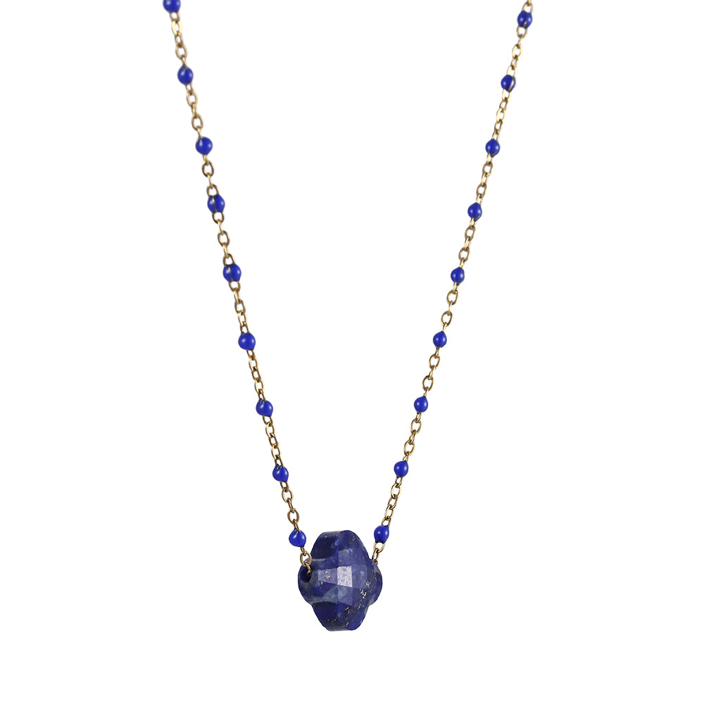 MNSS43 STAINLESS STEEL NECKLACE WITH STONE & EPOXY