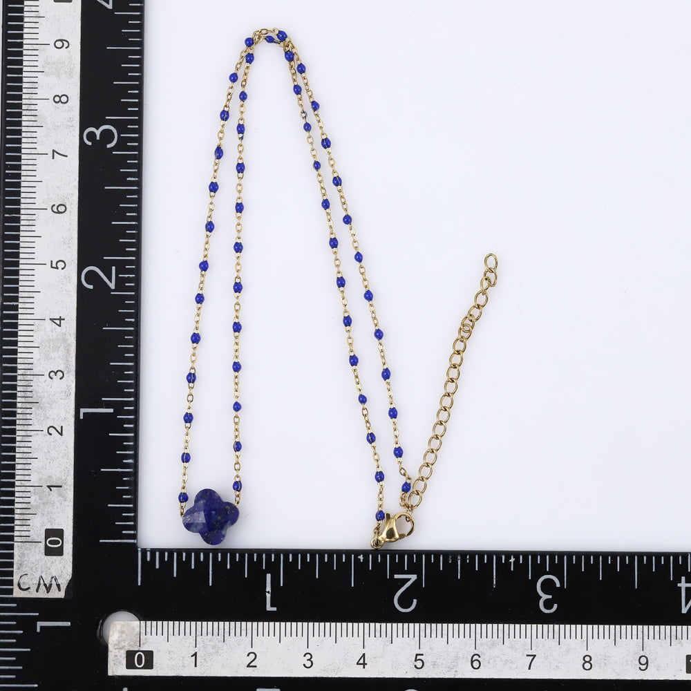 MNSS43 STAINLESS STEEL NECKLACE WITH STONE & EPOXY