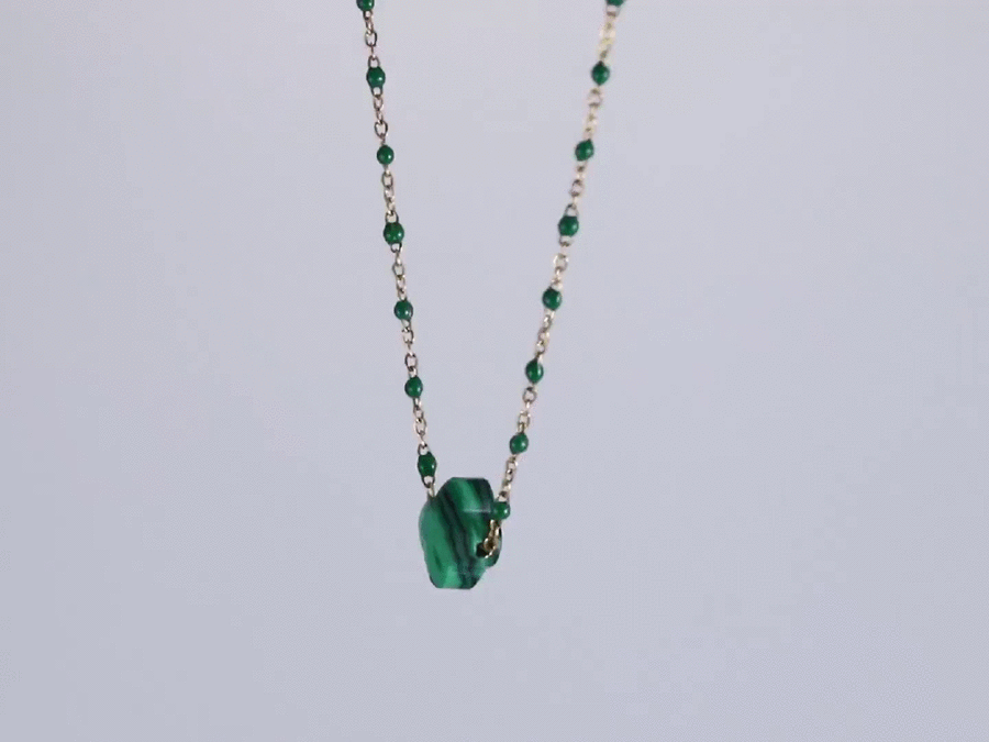 MNSS43 STAINLESS STEEL NECKLACE WITH STONE & EPOXY