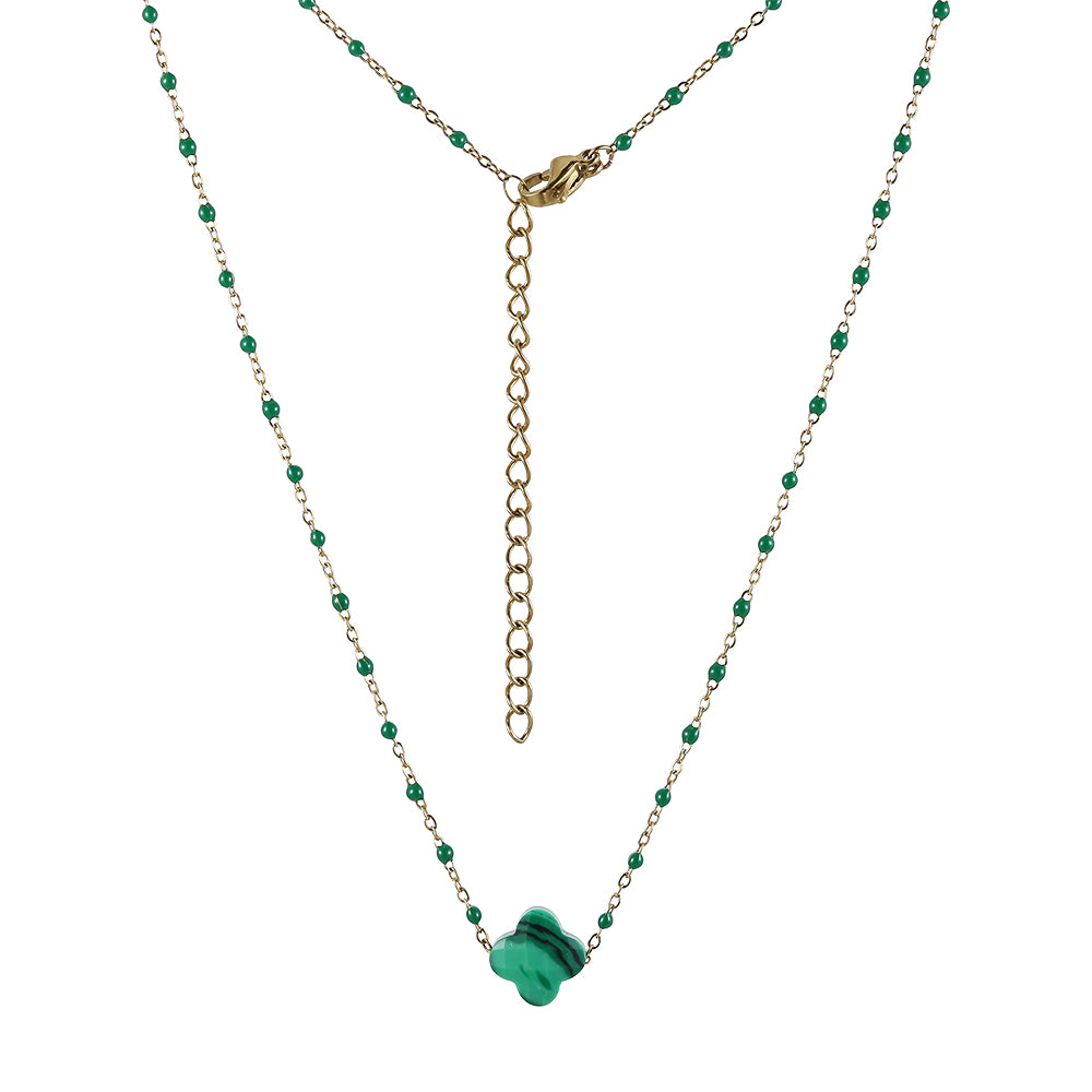 MNSS43 STAINLESS STEEL NECKLACE WITH STONE & EPOXY